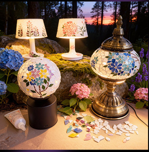 Kit de Lámpara de Mosaico Turco, Kit de Manualidades de Lámpara Decorativa Bohemia de Vidrio Teñido para Adultos, Crea Tu Propia Lámpara - Product Image 2