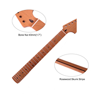Leher Gitar Mustang/Jaguar Skala 24 inci dari Kayu Maple Panggang, Radius 12 inci, Lubang 10 mm, 22 Fret, Satin, Aksesoris Instrumen Senar