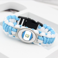 Vente en gros Bracelets en alliage tissé à la main en nylon personnalisé Drapeaux métalliques pour hommes et femmes