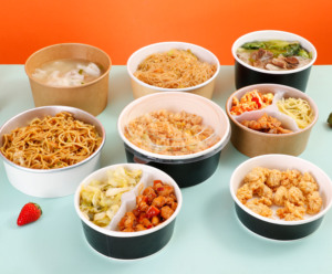 กล่องอาหารกลางวันแบบกระดาษคราฟท์ใยไม้ไผ่ย่อยสลายได้สำหรับร้านอาหาร พร้อมฝาพลาสติก - Product Image 4