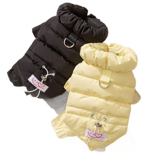 Abrigo Acolchado de Algodón para Perros Pequeños y Medianos, Chaqueta Cálida de Invierno y Otoño en Amarillo y Negro con Orificio para Correa - Product Image 5