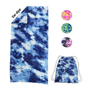 2 en 1 Toallas de baño multifunción de verano de secado rápido Toalla de playa con estampado de microfibra de verano teñido a mano con bolsa de mano - Product Image 1