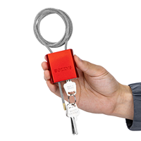 Cadenas à câble en acier réglable BOZZYS avec 3 clés-Serrure de sécurité en aluminium rouge pour vélos, portails, vannes et équipements de plein air