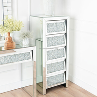 Vente en gros de meubles à miroir table de chevet à 3 tiroirs en miroir table de chevet en argent table console en verre pour chambre à coucher avec miroir