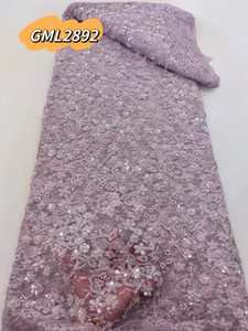 Tissu en dentelle lourde <span class=keywords><strong>de</strong></span> luxe avec des paillettes, style européen, <span class=keywords><strong>broderie</strong></span> à <span class=keywords><strong>la</strong></span> <span class=keywords><strong>main</strong></span>, matière <span class=keywords><strong>de</strong></span> mariage africaine - Product Image 6