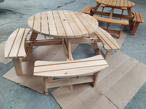 Luxury 8-Seater Solid Wood Outdoor Dining <strong>Table</strong> <strong>Bench</strong> <strong>Set</strong> for Patio BBQ Picnic Garden Park Courtyard Villa-Beach Bistro Style - Product Image 4