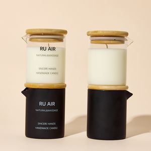 Leeres Soja-Massageöl-Kerzenglas 6oz, Mattiertes Schwarz-Klares Glas mit Deckel, Massagekerzengläser für Zuhause & Spa - Product Image 3