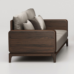 Dazhang Jiaju Modern Walnut Wood Sofa <b>U</b> Shape Removable Washable Storage <b>Living</b> Room Furniture - Product Image 4