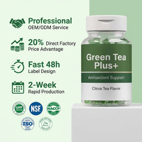 Gummies au thé vert OEM/ODM sous marque privée, saveur thé aux agrumes, soutien antioxydant, stimulation du métabolisme, gestion du poids, végétarien