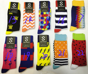 TA2011 Custom Happy <strong>Navy</strong> Blue Colorful Stripes Designer Combed Cotton <strong>Men</strong> Knitted <strong>Socks</strong> - Product Image 5