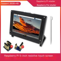 Layar Sentuh Resistif 5-inci Raspberry Pi Generasi ke-4 Tipe B untuk Raspberry Pi 3B+/4B