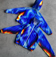 Chaqueta Cortavientos de Nailon Arrugado con Estampado de Mapa de Calor Personalizado para Hombre, con Capucha, Ligera, Impermeable, Talla Grande, Impresión por Sublimación, OEM