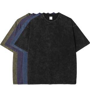 Plain Dtg Custom 100 Cotton Acid Wash 250Gsm Heavyweight Cotton Screen Print T Shirt Custom Blank Vintage Acid Wash T Shirt - Product Image 1
