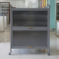 Étagère de rangement de cuisine de luxe en acier inoxydable à 4 tiroirs et 3 étagères avec poignée et verrou de placard, design moderne, installation facile, nettoyage facile