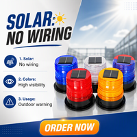 Feux clignotants LED solaires à base magnétique ambre haute luminosité pour travaux routiers, montage sur véhicule, pour la sécurité routière