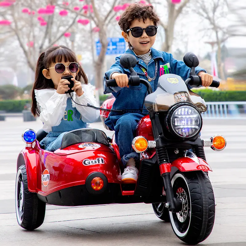 新しい子供用電動12Vオートバイベビー三輪車ダブルラージサイズシットバイク充電おもちゃバギー子供用