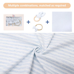 Couverture d'emmaillotage extensible pour bébé, 100% coton biologique, Design personnalisé, ensemble <span class=keywords><strong>cadeau</strong></span> pour bébé avec bandeau assorti - Product Image 4