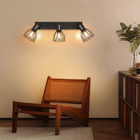 Spot de plafond E14 moderne noir en métal, style industriel, avec cage en fil métallique, orientable et flexible, idéal pour salon, chambre et intérieur – Meilleure vente