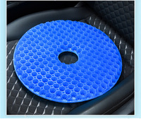 Coussin de siège rond pour chaise de bureau Traitement des hémorroïdes et soulagement de la douleur du coccyx Coussin de siège frais en gel bleu respirant pour beignet oblong
