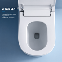 Bidet intelligent en céramique sur pied avec siège chauffant, télécommande, double chasse d'eau et siphon en S