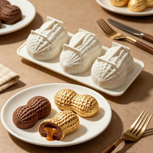 3 Cavity Peanut <b>Silicone</b> Mold Non Stick <b>Baking</b> Tray for Cakes Mousse Cake Decoration Chocolate and Pastries Peanuts Shape Candy - Product Image 1