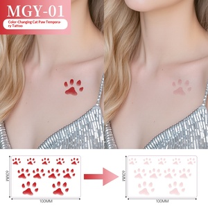 <span class=keywords><strong>Tatuaggio</strong></span> Temporaneo Termocromico a Forma di Zampa di Gatto 100x60mm, Adesivo Reattivo al Calore per Amanti dei Gatti, 3 Colori - Product Image 5