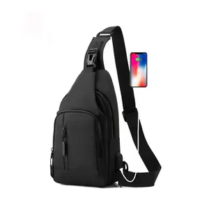 Men Women Sling Bag Water Resistant Shoulder Chest Crossbody Bags With USB Charging Port