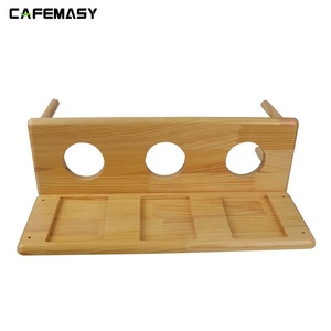 Support à café en bambou pour filtre à café à dégoulinement avec trois trous, support de filtre à café compatible avec <span class=keywords><strong>V60</strong></span> - Product Image 3