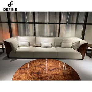 Set di divani italiani in vera pelle di lusso a 5 posti/4 posti/3 posti in legno naturale di marca italiana per villa