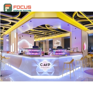 Creative Coffee Service Counter Front Cashier Zone Barista Area Oak Grain Cafe Service Counter - Product Image 4