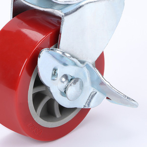2.5 Inch Pu Swivel Caster With Brake Flat Bottom Maroon Wheel For Trolleys Refrigerator - Product Image 2