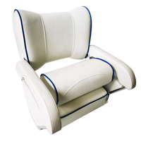 Siège de capitaine pliable pour bateau ponton, siège de pont de yacht, accessoire de bateau, fournitures marines, blanc + bleu ABS/PU
