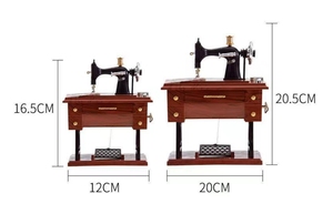 Boîtes à musique mécaniques vintage en forme de machine à coudre pour la décoration de bureau à domicile - Product Image 6