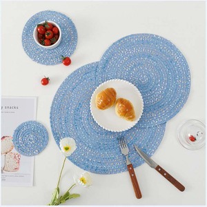 Manteles individuales de comedor tejidos nórdicos: esteras aislantes térmicas de hilo de algodón estilo INS para uso doméstico creativo y personalizado - Product Image 3