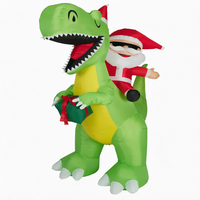 Décoration de Noël gonflable de 8 pieds, Père Noël montant un dragon avec des lunettes de soleil, pour exposition extérieure de vacances