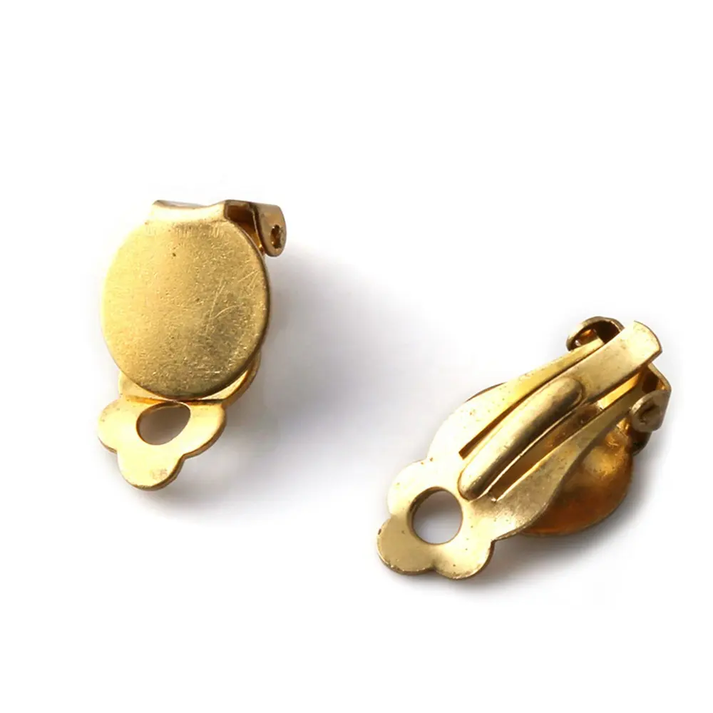 Wholesale Gold Plated Jewelry Earring Findings Clip-On with Base DIY Brass Earring Accessories