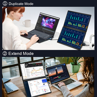 Moniteur portable pliable à double écran de 16 pouces, 1200P FHD IPS USB C HDMI, extension d'écran pour ordinateur portable Windows MacOS