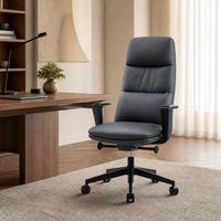 Chaise de bureau pivotante ergonomique moderne à dossier haut en PU avec accoudoirs fixes