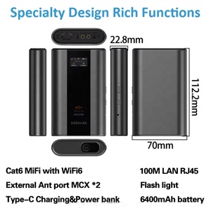 Módem 4G LTE Nano SIM y ESIM 100M RJ45, Punto de Acceso Wi-Fi Portátil de Doble Frecuencia 900M Wifi6, Banco de Energía de 6400mAh con Cat6 300M - Product Image 5