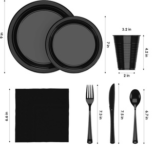 Ensemble <span class=keywords><strong>de</strong></span> 350 Assiettes Jetables Colorées, 50 <span class=keywords><strong>de</strong></span> Chaque Type, Assiettes <span class=keywords><strong>de</strong></span> 9 et 7 Pouces, Gobelets, Serviettes et Couverts – <span class=keywords><strong>Vaisselle</strong></span> Exquise pour Fêtes - Product Image 4