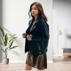 Ventes directes, veste <span class=keywords><strong>longue</strong></span> en cuir PU pour <span class=keywords><strong>femme</strong></span>, fermeture éclair, boutons, manches longues, mode - Product Image 2