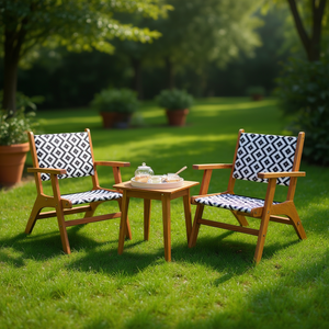 Ensemble bistro 3 pièces en bois d'acacia massif, mobilier de jardin extérieur, design contemporain, résistant aux intempéries - Product Image 2