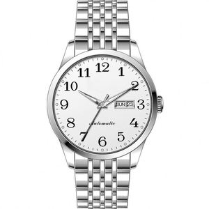 Montres mécaniques en or en gros, montre automatique à double date pour homme, montre-bracelet de luxe, bracelet en acier inoxydable, horloge lumineuse - Product Image 5