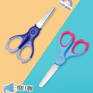 Children's Scissors 5-Inch Stainless Steel Cartoon Design For School Craft Paper Cutting Blue Purple Handle - Product Image 2