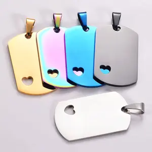 Factory Direct Supply Stainless Steel Hollow Love Heart Dog Tag Blank Necklace Pendant Can Be Laser DIY Engraved Tag