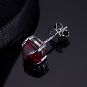 Joyería Fina, Joyería de Oro de 18 Quilates, Oro Blanco de 18k, 14k, 10k, Rubí Cultivado en Laboratorio, Pendientes de Botón - Product Image 2