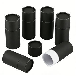 Scatole Cilindriche in Cartone Riciclabile Nero Personalizzate per Alimenti, Caramelle, Caffè, Tè, Confezioni in Tubo di Carta - Product Image 1