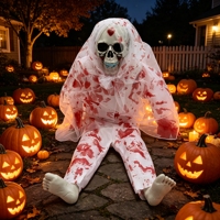 Squelette animatronique Halloween 2026, sonore et qui se redresse, vente en gros usine, personnalisable pour maison hantée, bar, escape room