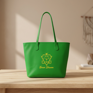 Bolso de Mano Bordado Personalizado Verde para Mujer Chi Eta Phi, Bolso de Compras de Gran Capacidad con Nombre de la Hermandad - Product Image 3