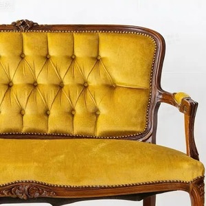 Divano a Due Posti in Legno Massello Intagliato Stile Country Americano per <span class=keywords><strong>Camera</strong></span> <span class=keywords><strong>da</strong></span> Letto o Soggiorno, Poltrona <span class=keywords><strong>Antica</strong></span> - Product Image 3